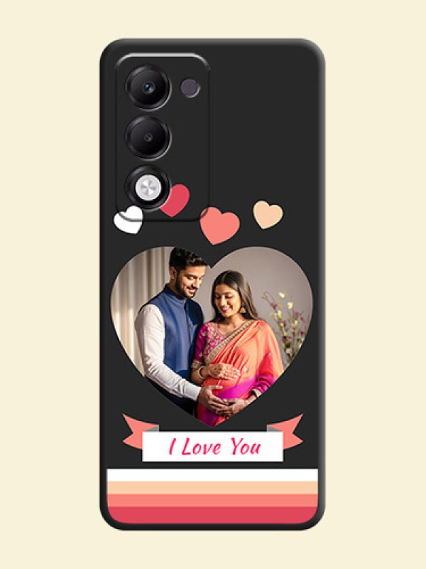 Love Shaped Photo with Colorful Stripes On Space Black Custom Soft Matte Mobile Back Cover - Oppo k13x 5G