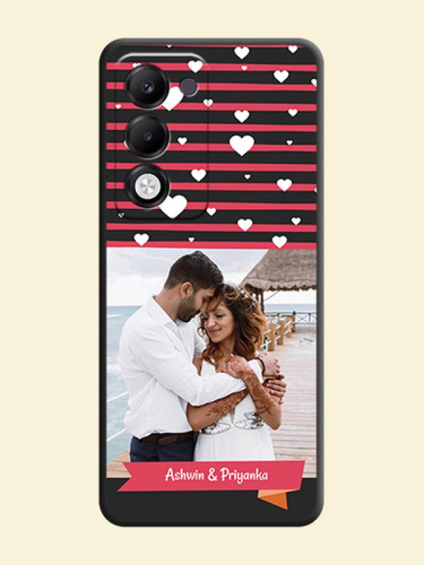 White Color Love Symbols with Pink Lines Pattern On Space Black Custom Soft Matte Mobile Back Cover - Oppo k13x 5G