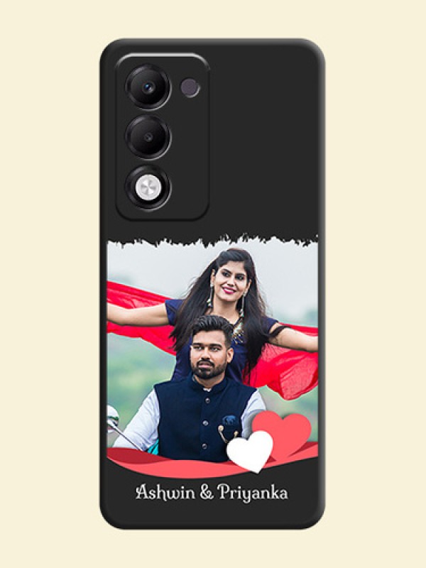 Pin Color Love Shaped Ribbon Design with Text On Space Black Custom Soft Matte Mobile Back Cover - Oppo k13x 5G