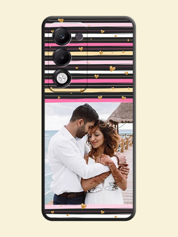 Multicolor Lines and Golden Love Symbols Design on Photo On Space Black Custom Soft Matte Mobile Back Cover - Oppo k13x 5G