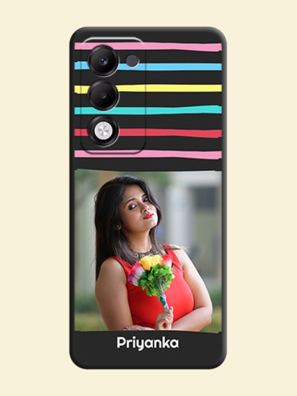 Multicolor Lines with Image On Space Black Custom Soft Matte Mobile Back Cover - Oppo k13x 5G