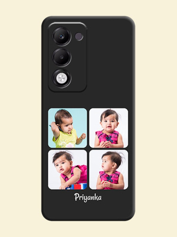 Floral Art with 6 Image Holder on Photo On Space Black Custom Soft Matte Mobile Back Cover - Oppo k13x 5G