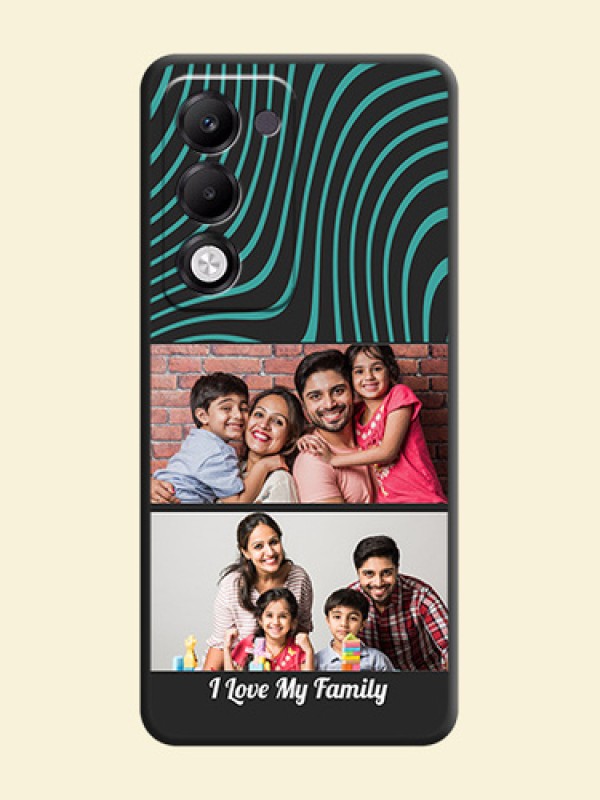 Wave Pattern with 2 Image Holder On Space Black Custom Soft Matte Mobile Back Cover - Oppo k13x 5G
