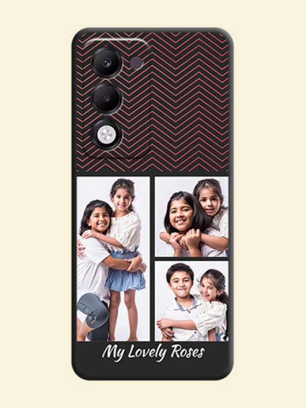 Wave Pattern with 3 Image Holder On Space Black Custom Soft Matte Mobile Back Cover - Oppo k13x 5G