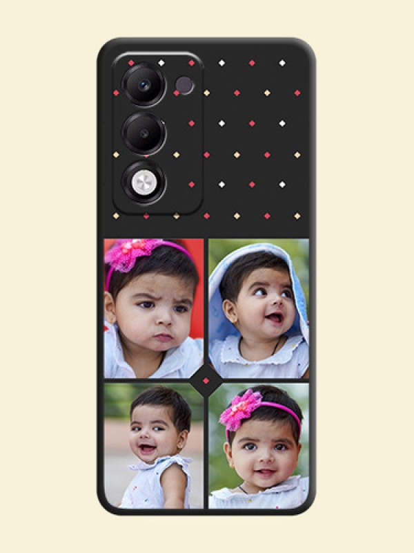 Multicolor Dotted Pattern with 4 Image Holder On Space Black Custom Soft Matte Mobile Back Cover - Oppo k13x 5G