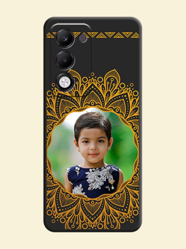 Round Image with Floral Design On Space Black Custom Soft Matte Mobile Back Cover - Oppo k13x 5G