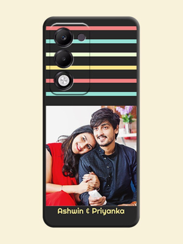 Color Stripes with Photo and Text on Photo On Space Black Custom Soft Matte Mobile Back Cover - Oppo k13x 5G