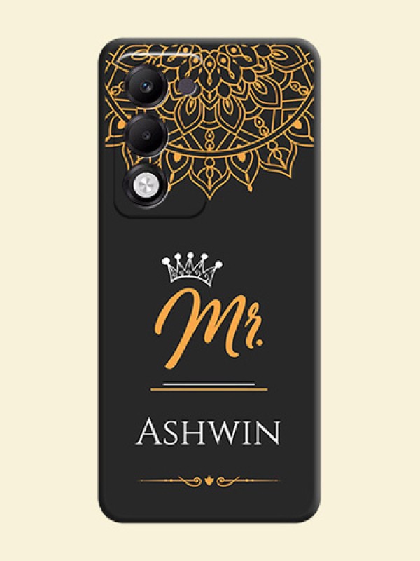 Mr Name with Floral Design On Space Black Custom Soft Matte Mobile Back Cover - Oppo k13x 5G