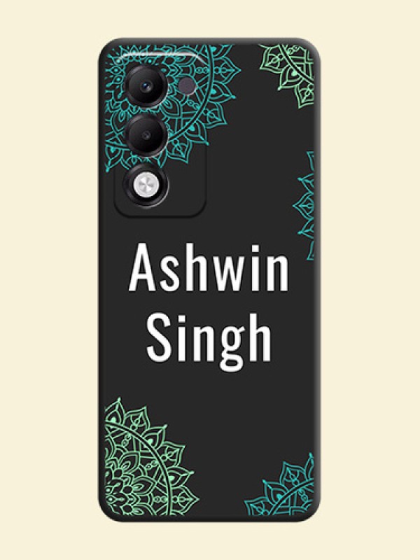 Your Name with Floral Design On Space Black Custom Soft Matte Mobile Back Cover - Oppo k13x 5G