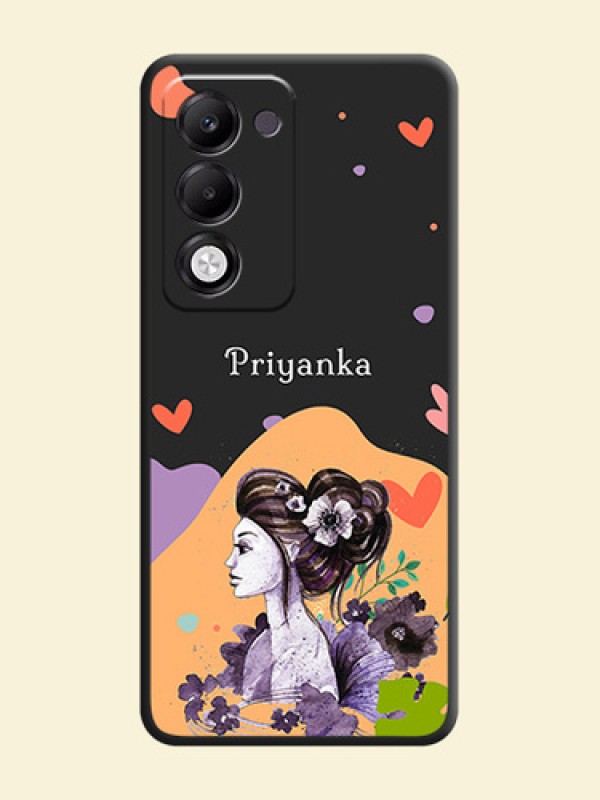 Namecase For Her With Fancy Lady Image On Space Black Custom Soft Matte Mobile Back Cover - Oppo k13x 5G