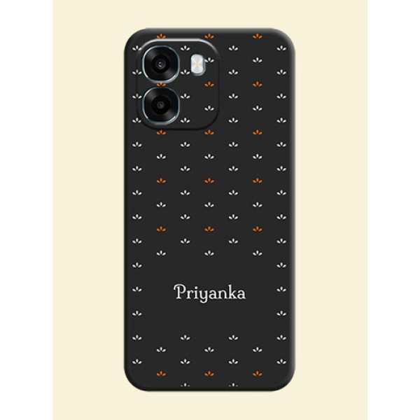 Simple Pattern With Custom Text On Space Black Custom Soft Matte Mobile Back Cover - Oppo K14 5G