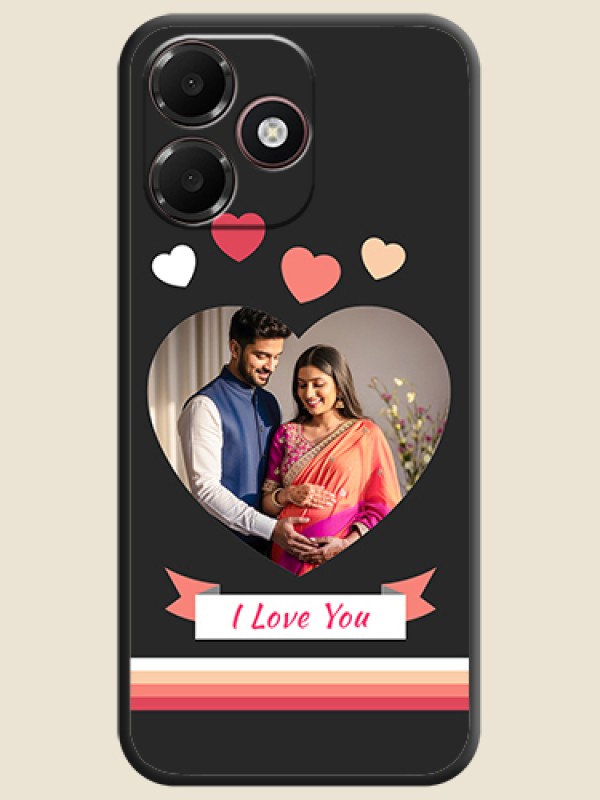 Love Shaped Photo with Colorful Stripes On Space Black Custom Soft Matte Mobile Back Cover - Oppo K14 Lite 4G