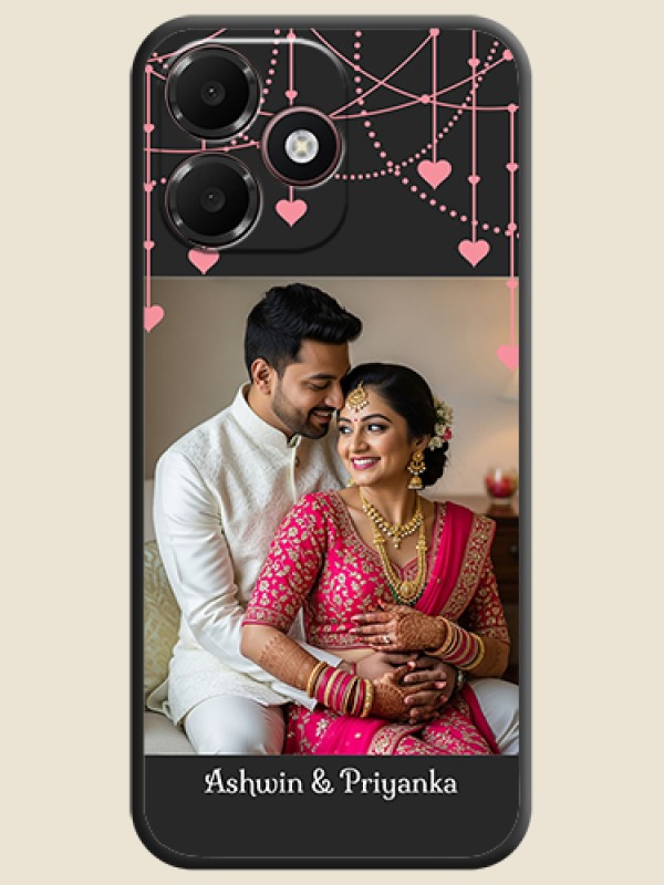 Pink Love Hangings with Text On Space Black Custom Soft Matte Mobile Back Cover - Oppo K14 Lite 4G