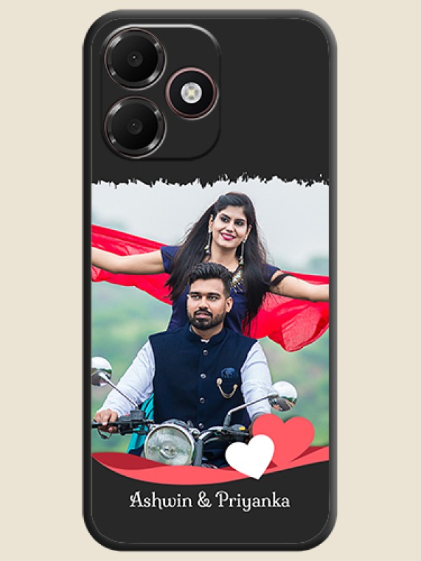 Pin Color Love Shaped Ribbon Design with Text On Space Black Custom Soft Matte Mobile Back Cover - Oppo K14 Lite 4G