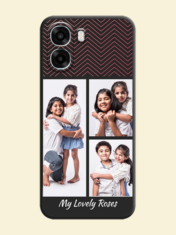 Wave Pattern with 3 Image Holder On Space Black Custom Soft Matte Mobile Back Cover - Oppo K14x 5G
