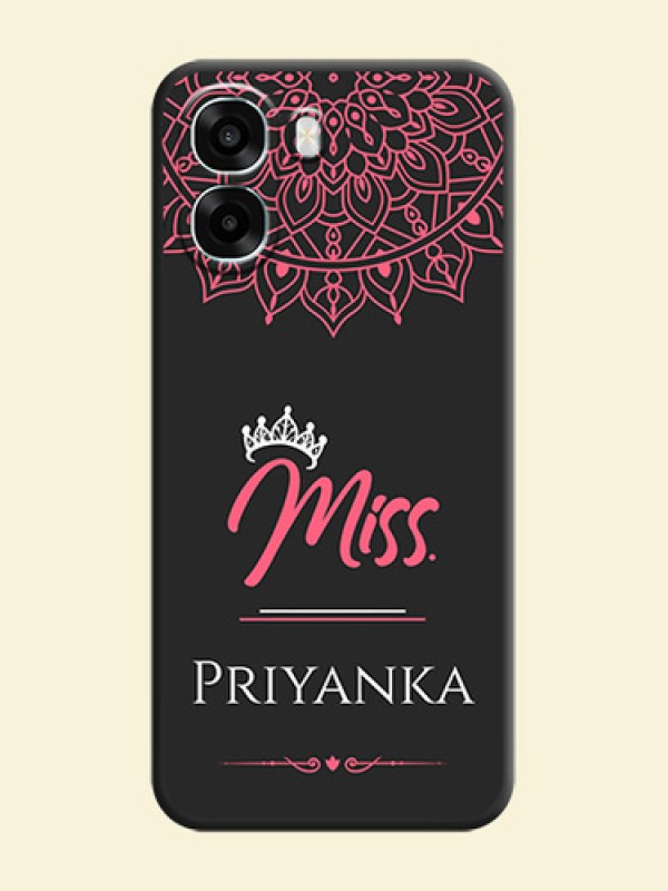 Mrs Name with Floral Design On Space Black Custom Soft Matte Mobile Back Cover - Oppo K14x 5G