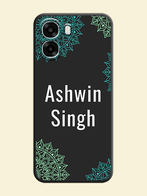 Your Name with Floral Design On Space Black Custom Soft Matte Mobile Back Cover - Oppo K14x 5G
