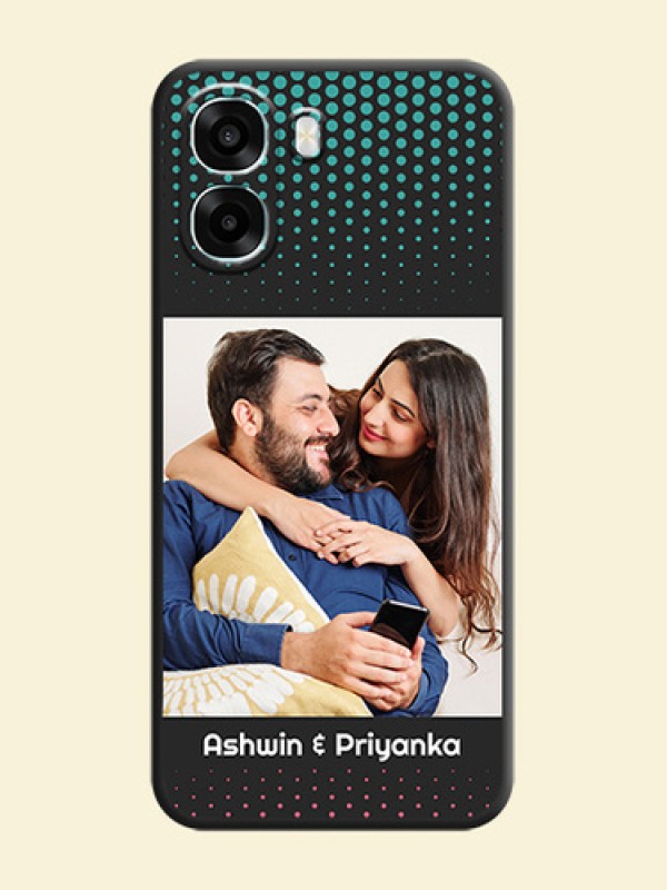 Faded Dots with Grunge Photo Frame and Text On Space Black Custom Soft Matte Mobile Back Cover - Oppo K14x 5G