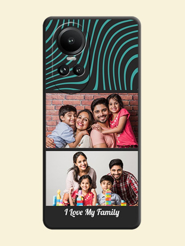 Wave Pattern with 2 Image Holder on Space Black Personalized Soft Matte Phone Covers - Reno 10 5G