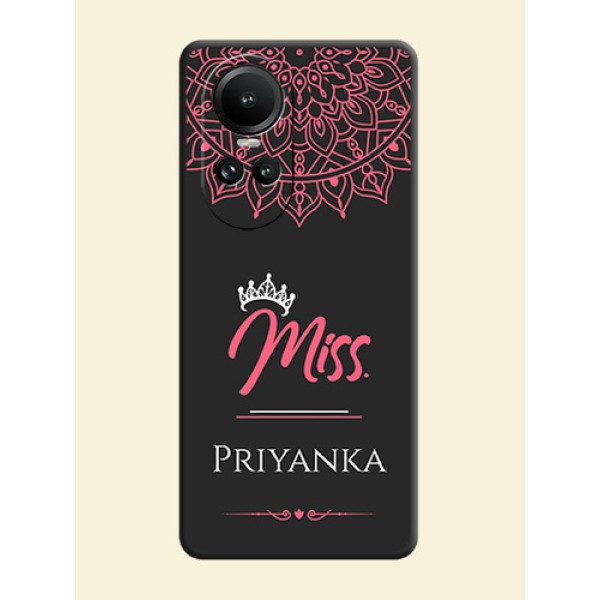 Mrs Name with Floral Design on Space Black Personalized Soft Matte Phone Covers - Reno 10 5G