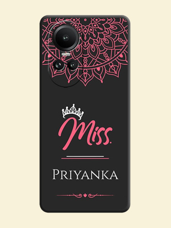 Mrs Name with Floral Design on Space Black Personalized Soft Matte Phone Covers - Reno 10 5G
