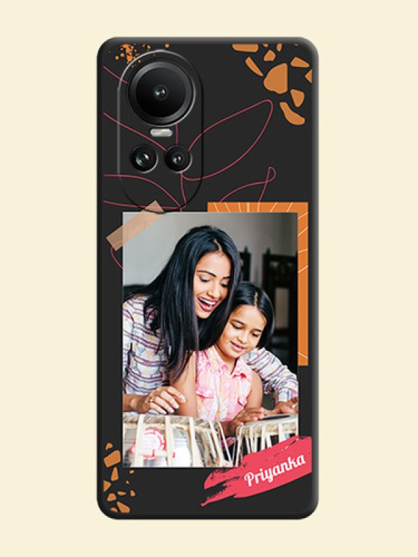 Orange Photo Frame on Space Black Custom Soft Matte Phone Back Cover - Reno 10 5G
