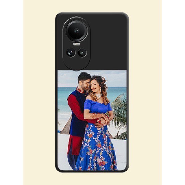 Image Upload With Space Black Color On Custom Soft Matte Mobile Back Cover - Oppo Reno 10 5G