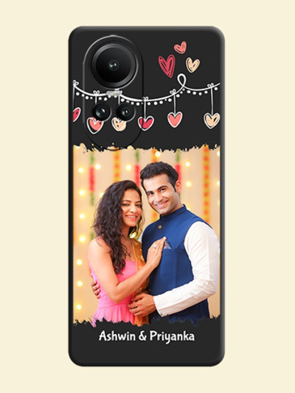 Pink Love Hangings with Name on Space Black Custom Soft Matte Phone Cases - Reno 10 Pro 5G