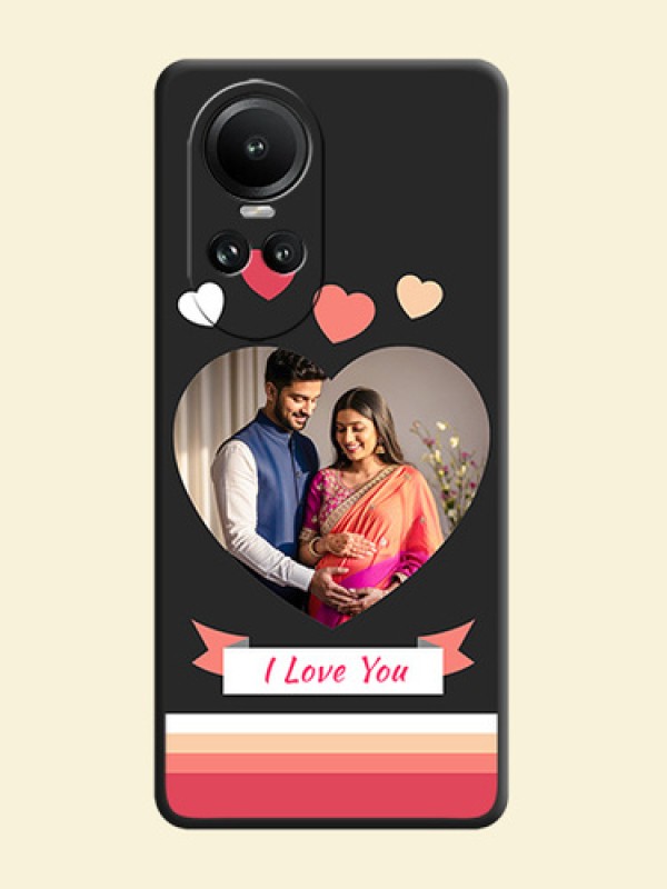 Love Shaped Photo with Colorful Stripes on Personalised Space Black Soft Matte Cases - Reno 10 Pro 5G