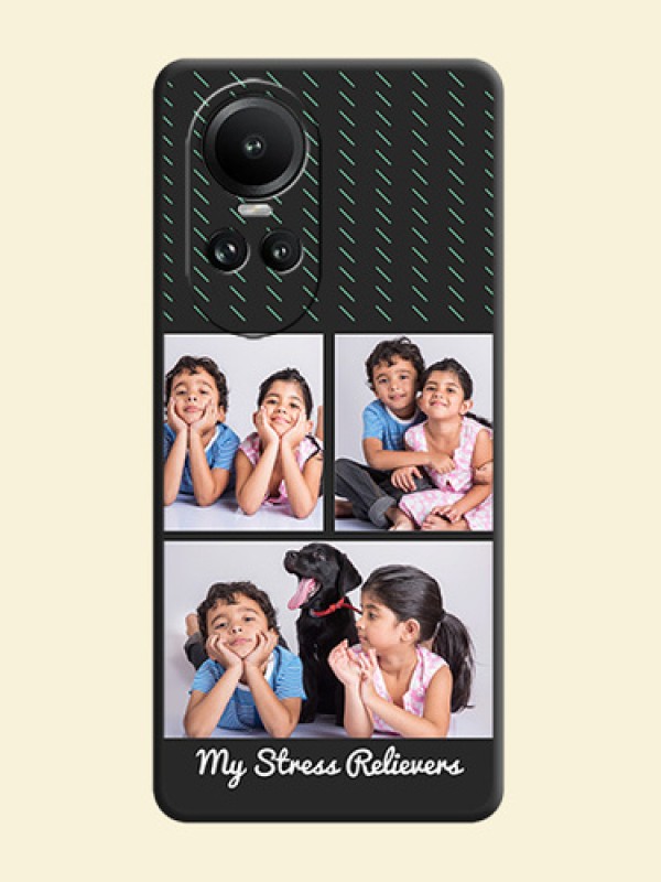 Cross Dotted Pattern with 2 Image Holder on Personalised Space Black Soft Matte Cases - Reno 10 Pro 5G