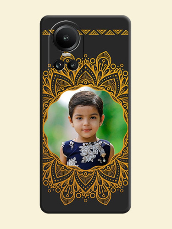 Round Image with Floral Design - Photo on Space Black Soft Matte Mobile Cover - Reno 10 Pro 5G