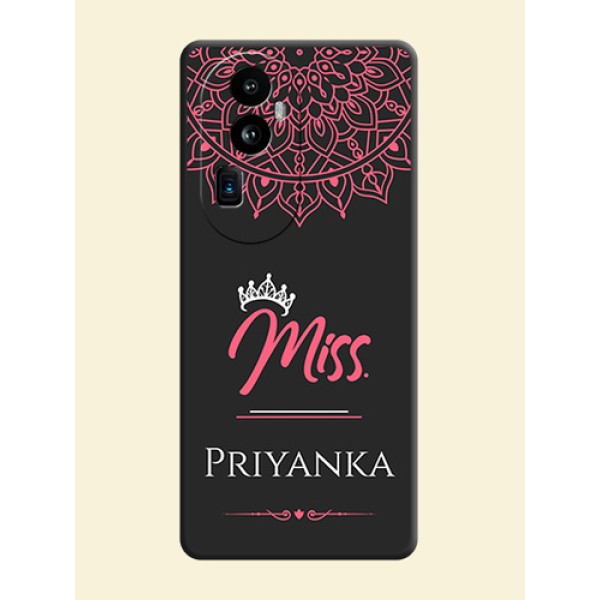 Mrs Name with Floral Design on Space Black Personalized Soft Matte Phone Covers - Reno 10 Pro Plus 5G