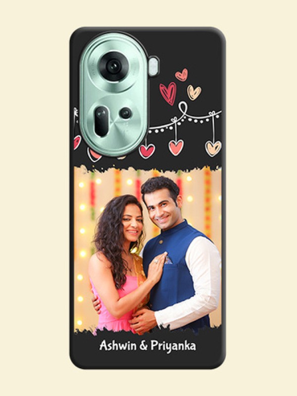 Pink Love Hangings with Name on Space Black Custom Soft Matte Phone Cases - Reno 11 5G