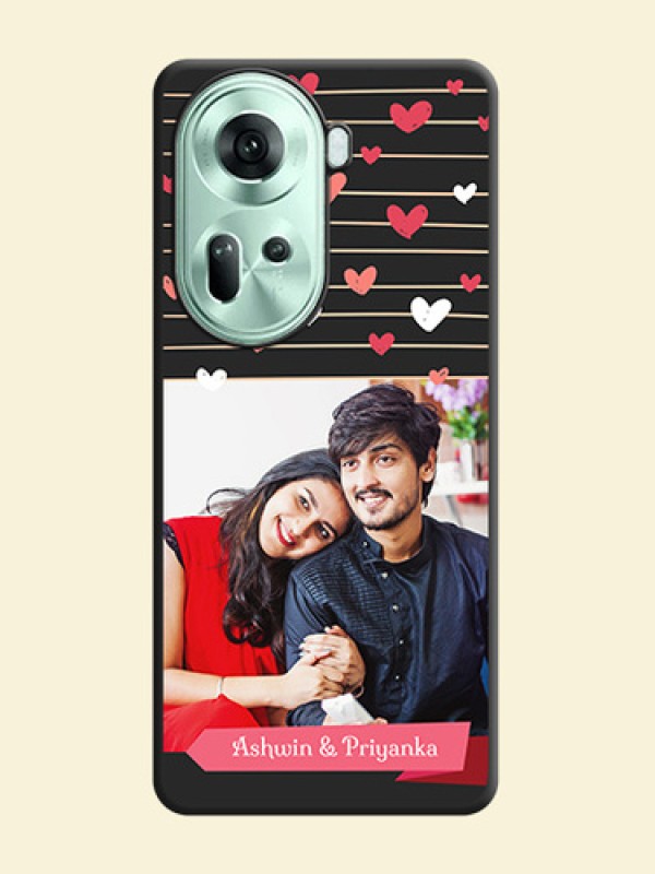 Love Pattern with Name on Pink Ribbon - Photo on Space Black Soft Matte Back Cover - Reno 11 5G