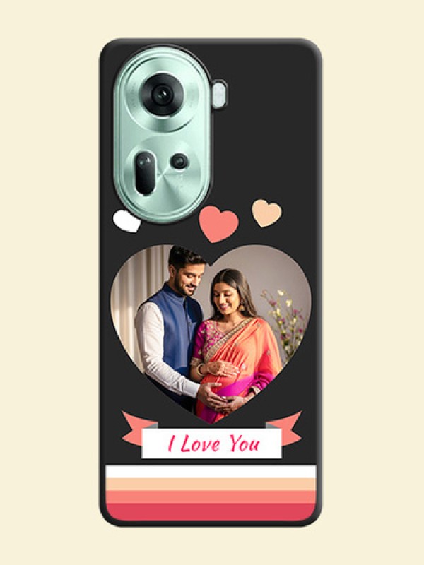 Love Shaped Photo with Colorful Stripes on Personalised Space Black Soft Matte Cases - Reno 11 5G
