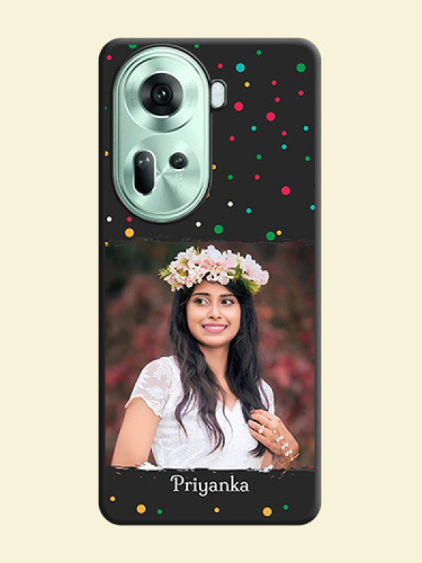 Multicolor Dotted Pattern with Text on Space Black Custom Soft Matte Phone Back Cover - Reno 11 5G