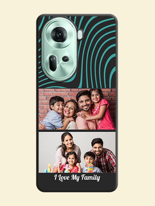 Wave Pattern with 2 Image Holder on Space Black Personalized Soft Matte Phone Covers - Reno 11 5G