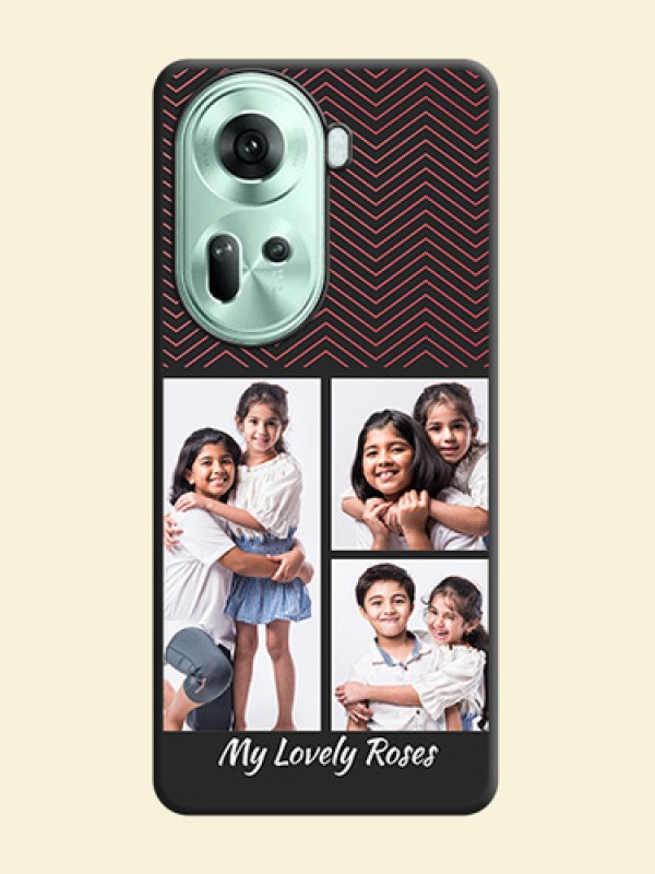 Wave Pattern with 3 Image Holder on Space Black Custom Soft Matte Back Cover - Reno 11 5G