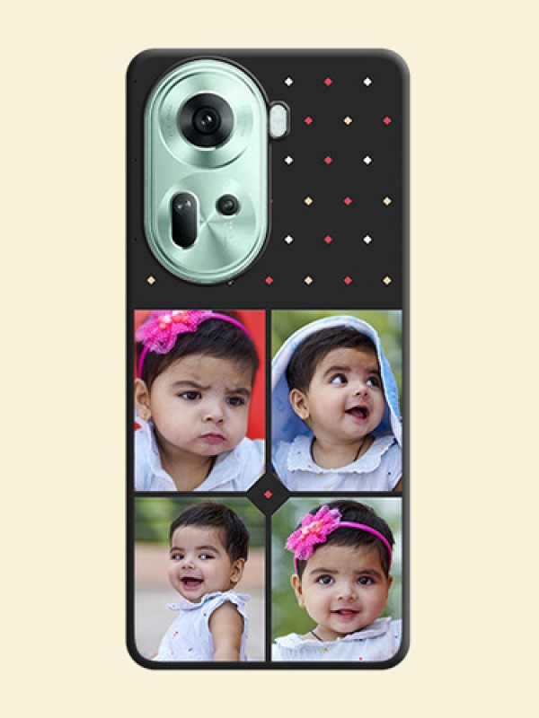 Multicolor Dotted Pattern with 4 Image Holder on Space Black Custom Soft Matte Phone Cases - Reno 11 5G