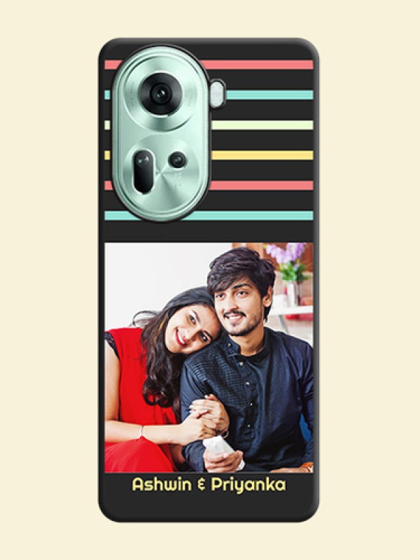 Color Stripes with Photo and Text - Photo on Space Black Soft Matte Mobile Case - Reno 11 5G
