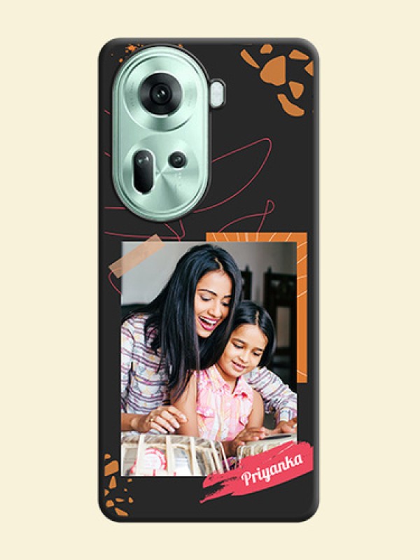 Orange Photo Frame on Space Black Custom Soft Matte Phone Back Cover - Reno 11 5G