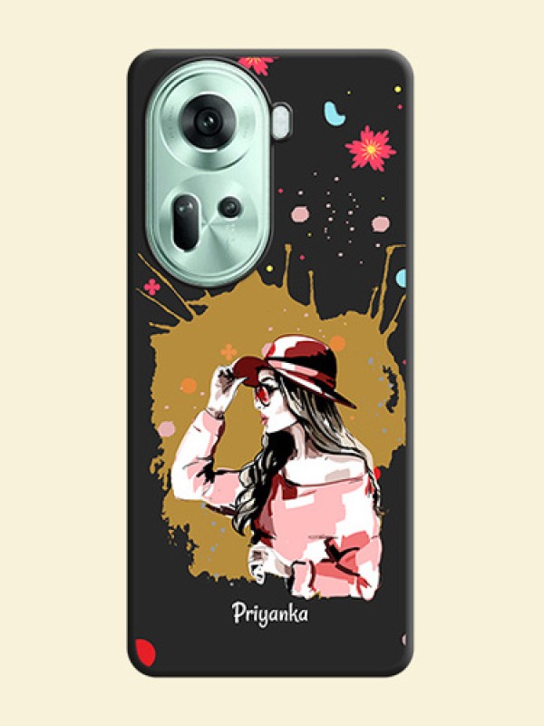 Mordern Lady With Color Splash Background With Custom Text On Space Black Personalized Soft Matte Phone Covers - Reno 11 5G