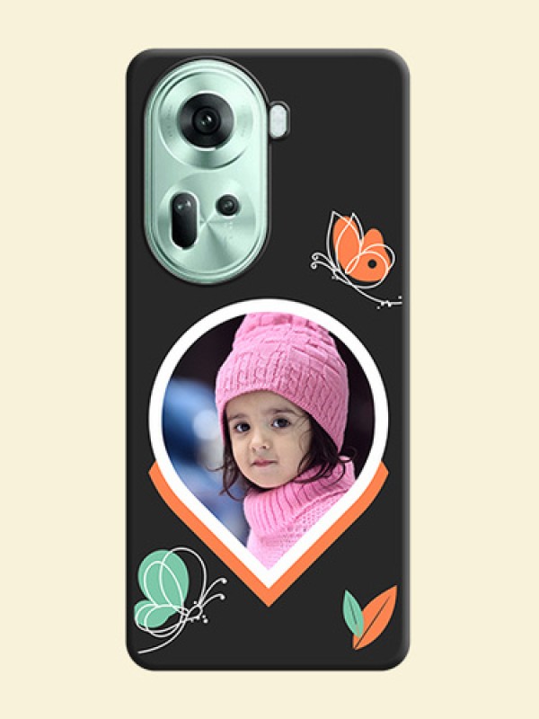 Upload Pic With Simple Butterly Design On Space Black Personalized Soft Matte Phone Covers - Reno 11 5G