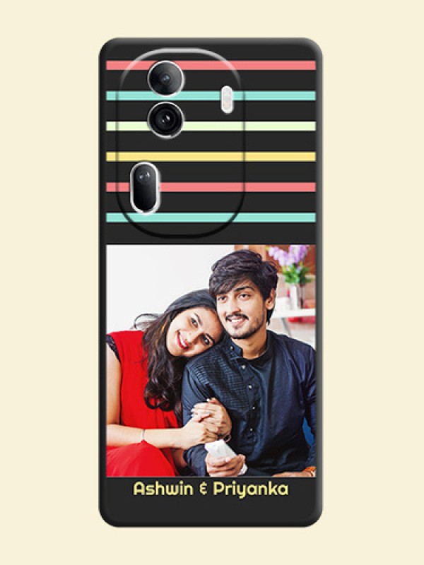 Color Stripes with Photo and Text - Photo on Space Black Soft Matte Mobile Case - Reno 11 Pro 5G