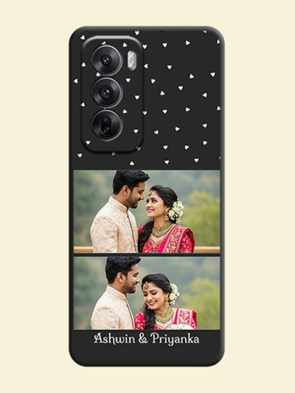 Miniature Love Symbols with Name On Space Black Custom Soft Matte Mobile Back Cover - Oppo Reno 12 5G