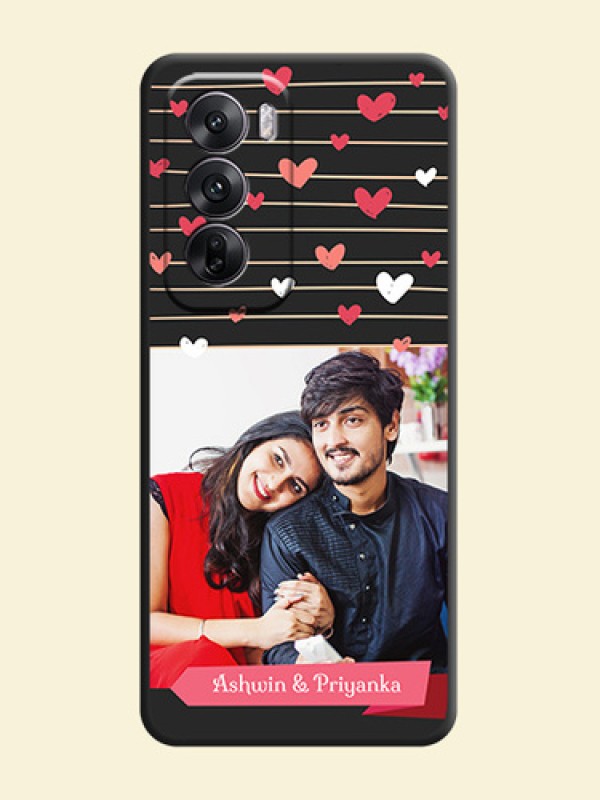 Love Pattern with Name on Pink Ribbon on Photo On Space Black Custom Soft Matte Mobile Back Cover - Oppo Reno 12 5G