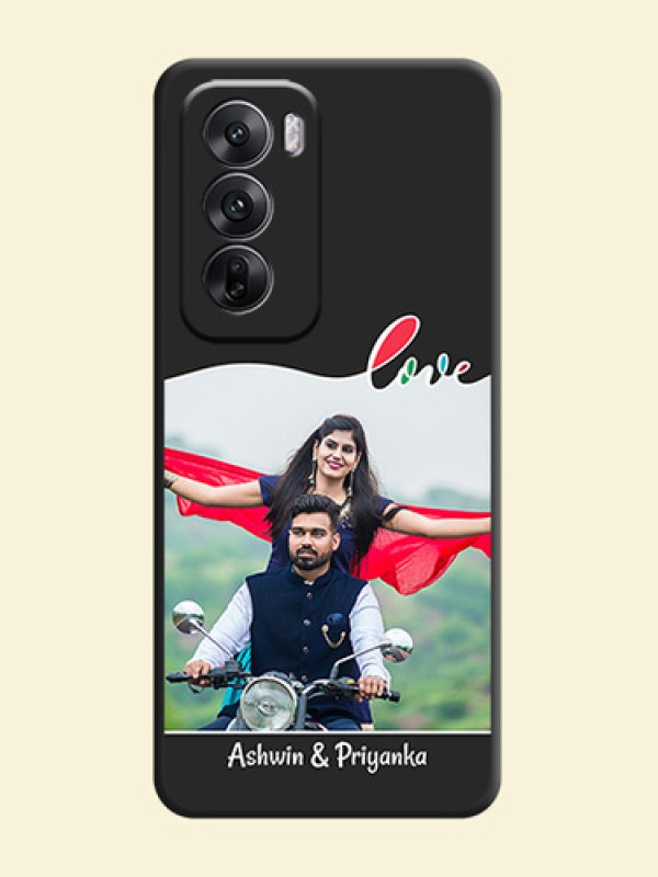 Fall in Love Pattern with Picture on Photo On Space Black Custom Soft Matte Mobile Back Cover - Oppo Reno 12 5G
