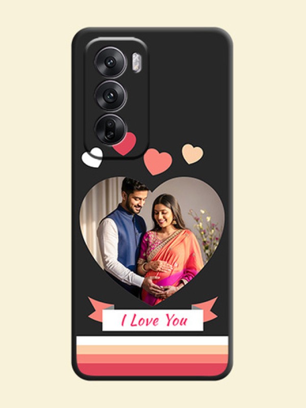 Love Shaped Photo with Colorful Stripes On Space Black Custom Soft Matte Mobile Back Cover - Oppo Reno 12 5G
