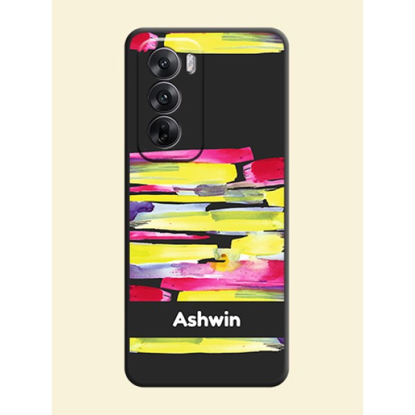 Brush Coloured On Space Black Custom Soft Matte Mobile Back Cover - Oppo Reno 12 5G Brush Coloured On Space Black Custom Soft Matte Mobile Back Cover - Oppo Reno 12 5G