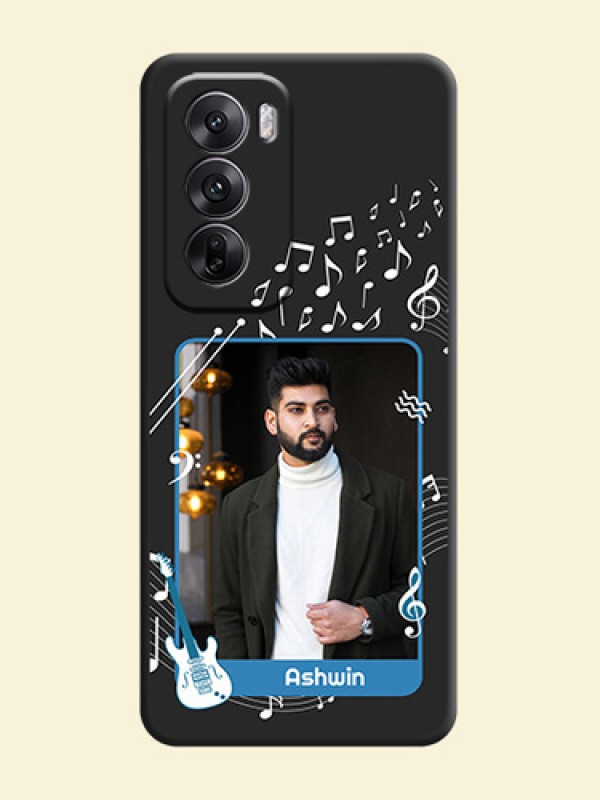 Musical Theme Design with Text on Photo On Space Black Custom Soft Matte Mobile Back Cover - Oppo Reno 12 5G